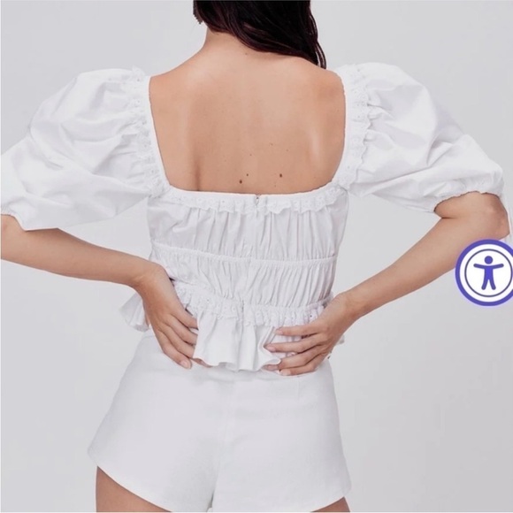 For Love and Lemons Jackson Puff Sleeve
Crop Top white size XL - Picture 4 of 12
